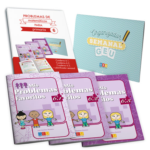 cuadernos de problemas Matem&aacute;ticas para primaria 6 mas organizador semanal Editorial Geu